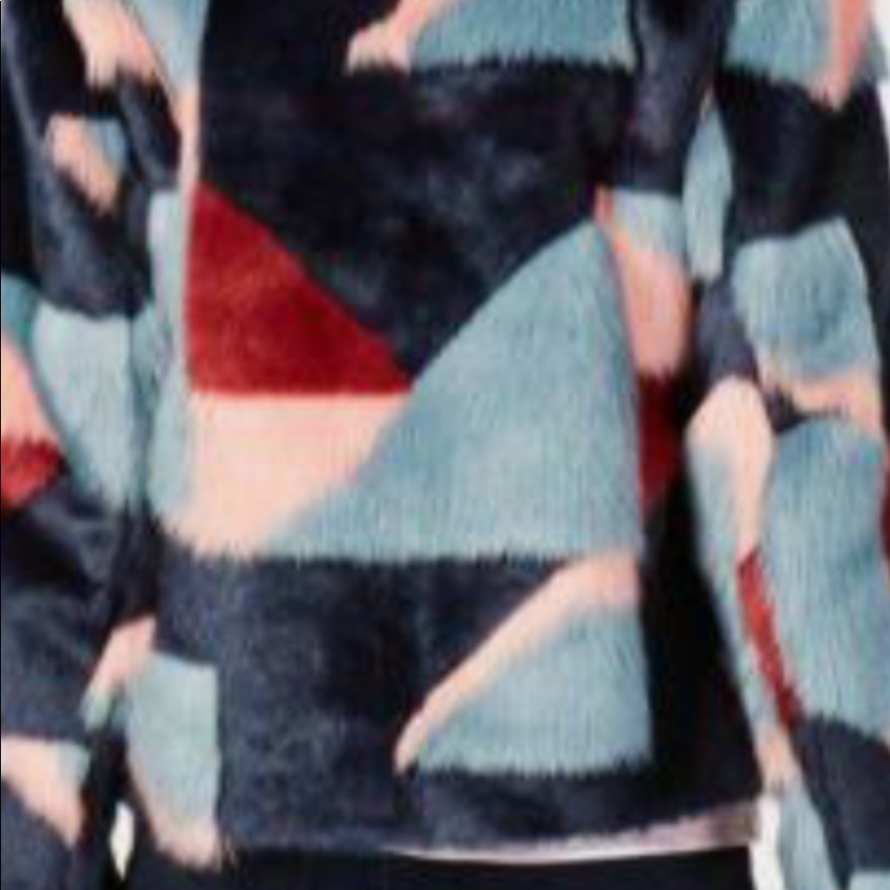 INC Multi color faux fur jacket size large